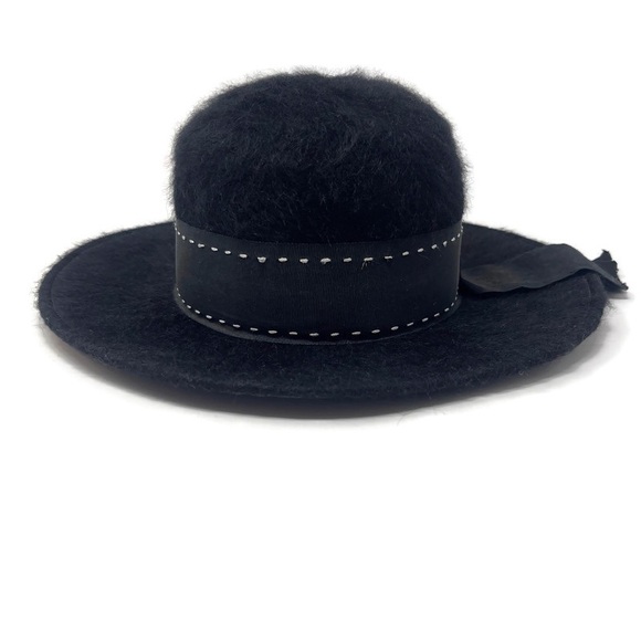 Vintage Mahara Mohair & Wool Wide Brim Hat – Union Made – Black Statement Hat - Picture 3 of 10